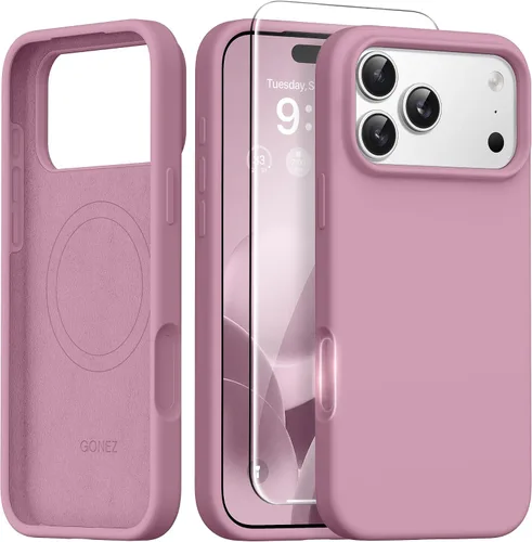 Vista 40 de GONEZ Funda magnética para iPhone 14, compatible con Magsafe, con protector de pantalla + protector de cámara, forro de microfibra antiarañazos