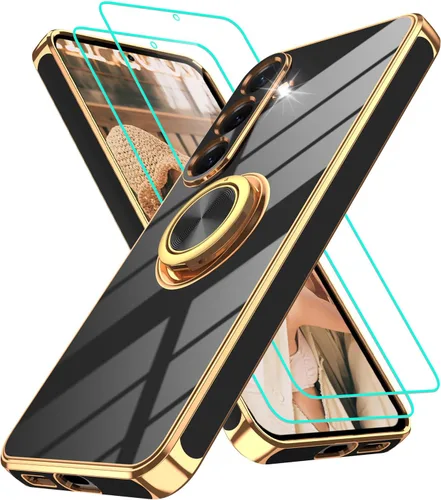 Vista 132 de Funda para Motorola Moto G 5G 2024: Funda Moto G Play 5G 2024 con 2 piezas de protectores de pantalla, soporte de anillo de rotación de 360°