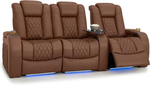 Vista 124 de Seatcraft Asiento de cine en casa Diamante Marrón Reclinable Individual