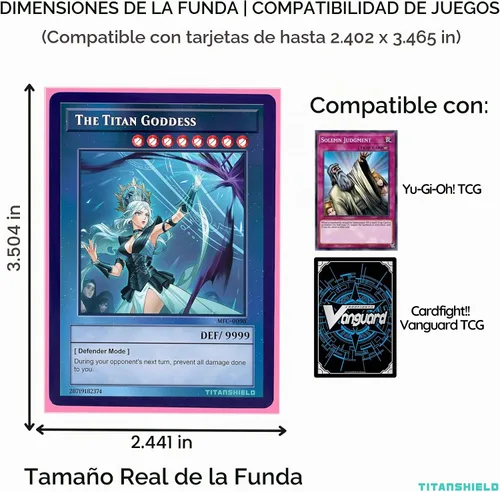 Vista 4 de TitanShield Fundas para tarjetas pequeñas, color rosa goma de mascar (150 mangas) - Se adapta a Yu-Gi-Oh Rosa chicle
