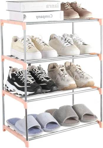 Vista 12 de Zapatero pequeño, organizador de estantes de zapatos estrechos apilables para entrada, puerta y armario del dormitorio (3 niveles, negro)