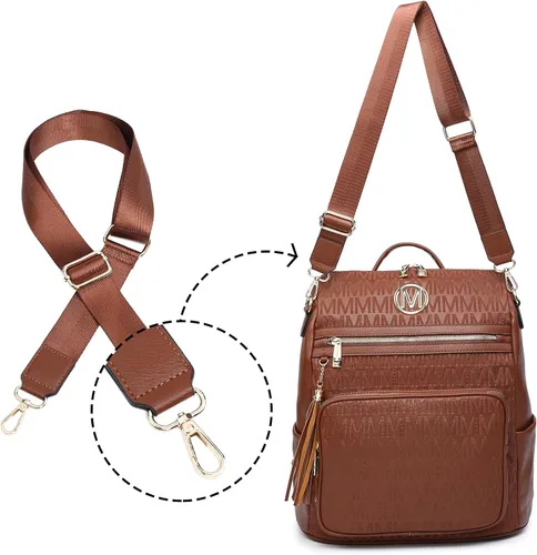 Vista 74 de MKP COLLECTION Mochila de moda para mujer, bolsa convertible grande para mujer, mochila de viaje, bolsa de hombro, juego de 2 piezas con borla, Beige