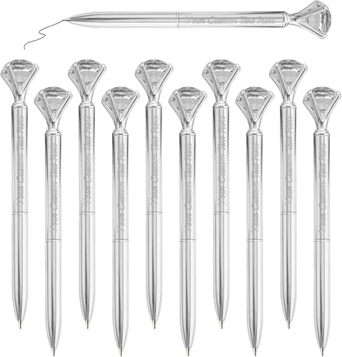 Vista 24 de Bolígrafos personalizados de diamantes personalizados con nombre a granel de metal de cristal grabado, bolígrafos divertidos brillantes a granel