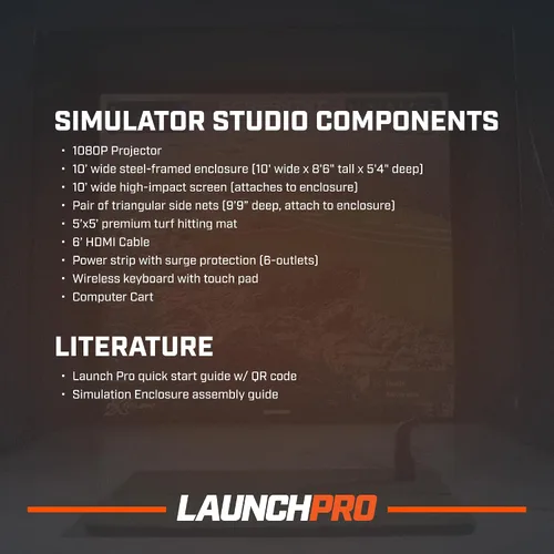 Vista 9 de Bushnell Launch Pro Simulator Bundle - Monitor de lanzamiento portátil con suscripción FSX Play Gold, proyector, recinto y césped