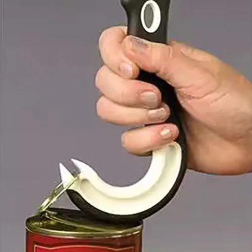 Vista 5 de Abrelatas de anillo fácil de abrir, ergonómico para latas, ayudante en forma de J, abrelatas, gancho para tirar, abridor de frascos, manual