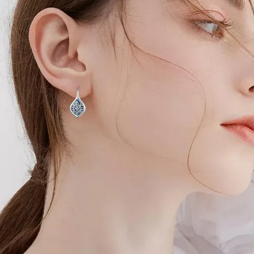 Vista 5 de Aretes de nudo de bruja celta de plata de ley 925, aretes de bruja de concha de abulón, aretes celtas con nudo de bruja, regalos de joyería