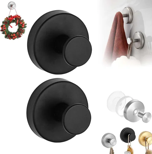 Vista 15 de Suction Cup Hooks for Wreaths on Glass, No-Drill Shower Hooks (Silver,6PCS)