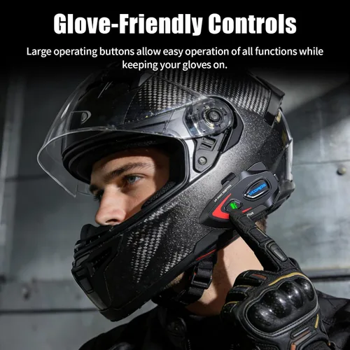Vista 7 de VCOROS Auriculares para casco de motocicleta, intercomunicador de casco de 2 vías para 2 conductores, para compartir música, resistente al agua