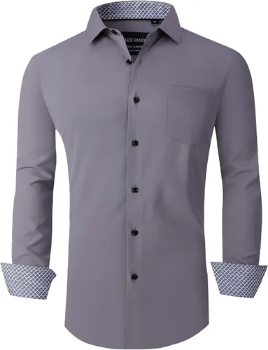 Vista 35 de Alex Vando - Camisa para hombre de manga larga con ajuste regular 06 negro