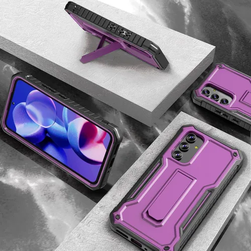 Vista 5 de ExoGuard Funda para Samsung Galaxy A54 5G, funda de goma resistente a prueba de golpes con protector de pantalla incorporado (morado)