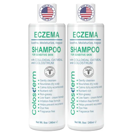 Vista 9 de Eczema Cream Gel de baño para piel sensible para mujeres y hombres, gel de baño hidratante con calostro y avena coloidal, limpiador suave para piel