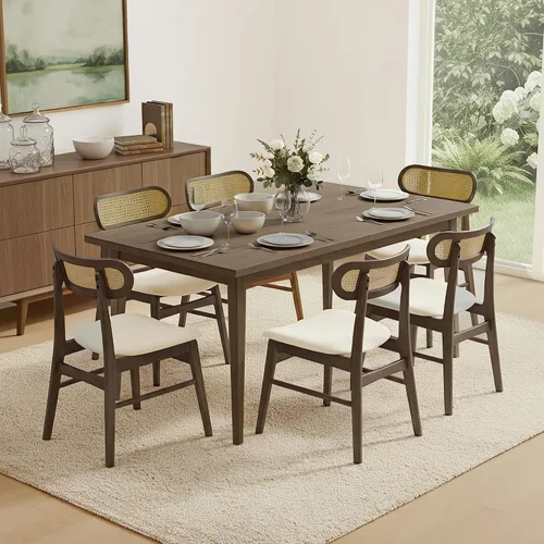 Vista 19 de KISLOT - Juego de 2 sillas de comedor de madera, sillas de cocina tapizadas, originales