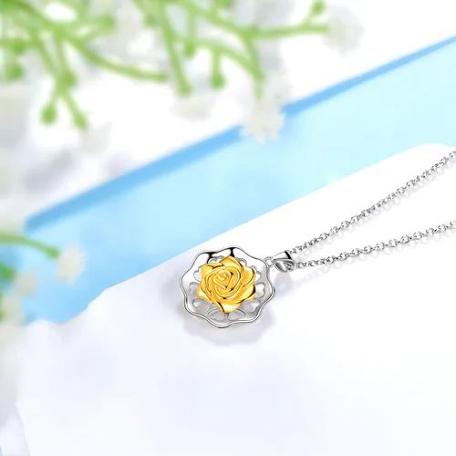 Vista 6 de Collar de mariposa y girasol, collar de colibrí de plata esterlina 925 con colgante de flor de margarita, rosa, joyería fina, regalo para mujeres