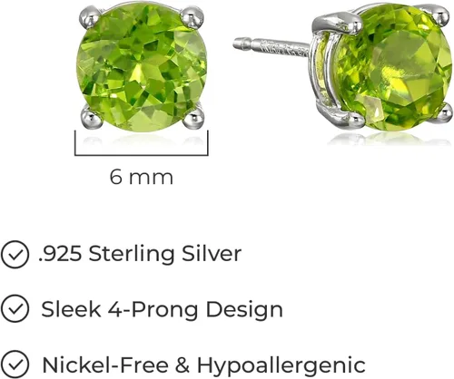 Vista 62 de Amazon Essentials Aretes redondos de plata de ley con piedra natal (anteriormente colección Amazon)