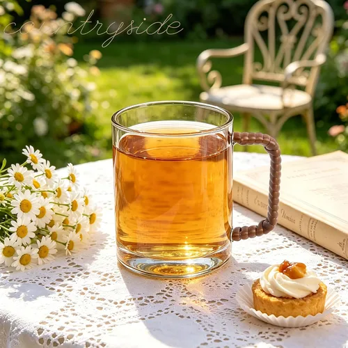 Vista 2 de Juego de 2 tazas de café de vidrio de borosilicato transparente de 16 onzas con mango tejido estilo ratán, taza de café de granja para café
