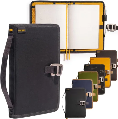 Vista 19 de LOCHBY® Carpeta Field A5 Cubierta de carpeta de 6 anillas Lona encerada resistente al agua Diseño plano Sistema A5 apto para recargar