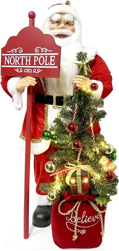 Vista 12 de Fraser Hill Farm Estatua musical de Papá Noel de 3 pies con árbol iluminado