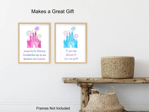 Vista 5 de Juego de decoración de pared con citas inspiradoras – Castle World, arte de pared motivacional para decoración de habitación, póster para niños