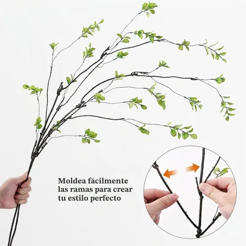 Vista 3 de Sherika 4 ramas de ficus artificiales realistas, tallos de eucalipto sintéticos, tallos de vegetación falsos flexibles, plantas artificiales