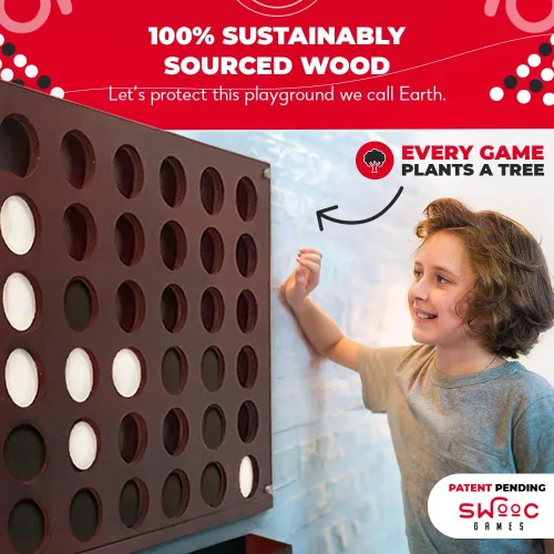 Vista 5 de Swooc Games® - Juego de pared gigante 4 en una fila - 60% más silencioso - Juegos de pared de tamaño jumbo - Juego de sala de juegos, accesorios