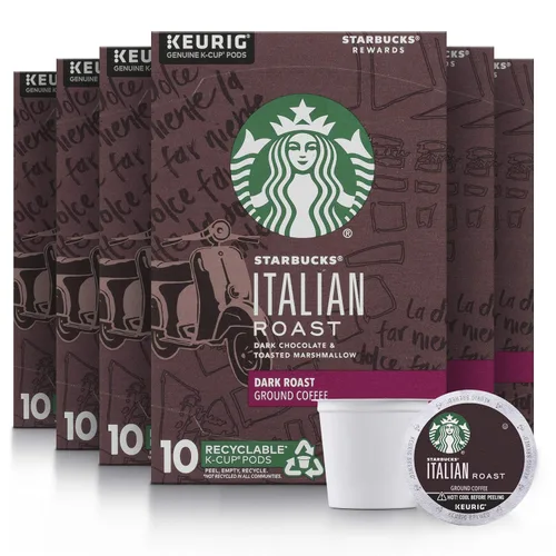 Vista 5 de Starbucks Cápsulas de café K-Cup - Tostado francés oscuro y tostado italiano para cafeteras Keurig