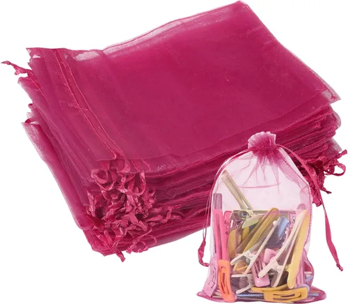Vista 14 de Partyeah 50 bolsas de organza de 4 x 6 pulgadas, pequeñas bolsas de malla para joyas, bolsas con cordón para bolsas de regalo de organza de dulces