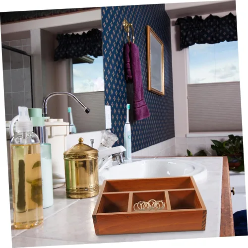 Vista 5 de Cabilock Bandeja de joyería dorada para perfumes, bandeja de tocador de tocador, compartimento de madera, organizador de maquillaje, solución