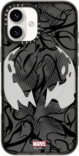 Vista 22 de CASETiFY Impact - Funda para iPhone 13 [Spider-Man Co-Lab / protección contra caídas de 6.6 pies] - Máscara Venom - Negro transparente Spider Man