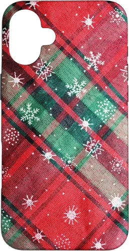Vista 23 de Green Red Christmas Plaid Winter Snowflakes Case for iPhone 16