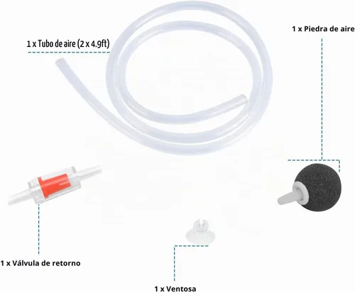 Vista 8 de Aquarium Air Pump Single Outlet/Dual Outlet Adjustable Aerator with Accessories for 10-100 Gallon Fish Tank