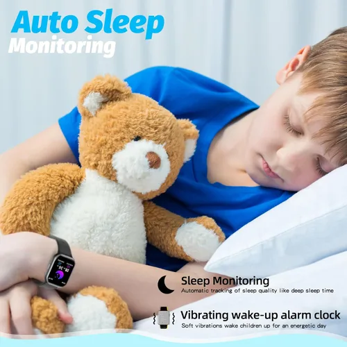 Vista 5 de Reloj inteligente para niños y niñas, rastreador de actividad física para niños, esfera de bricolaje de 1.5 pulgadas, 19 modos deportivos, monitor