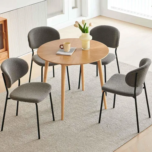 Vista 26 de Homedot Juego de 2 sillas de comedor tapizadas negras, modernas sillas de cocina de mediados de siglo tapizadas con cojín acolchado para comedor