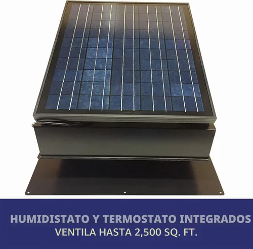 Vista 4 de Remington Solar Ventilador solar "Builder Series" de 30 vatios para ático - Incluye adaptador de 110 V para funcionamiento nocturno automático