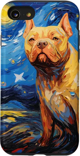 Vista 13 de Funda para iPhone 14 American Bully Starry Night para perro, mamá, perro, papá