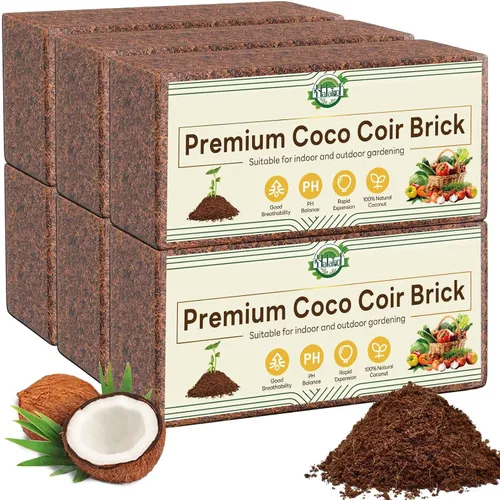 Vista 12 de Halatool - 1 paquete de ladrillo de coco de coco orgánico, tierra de coco para plantas