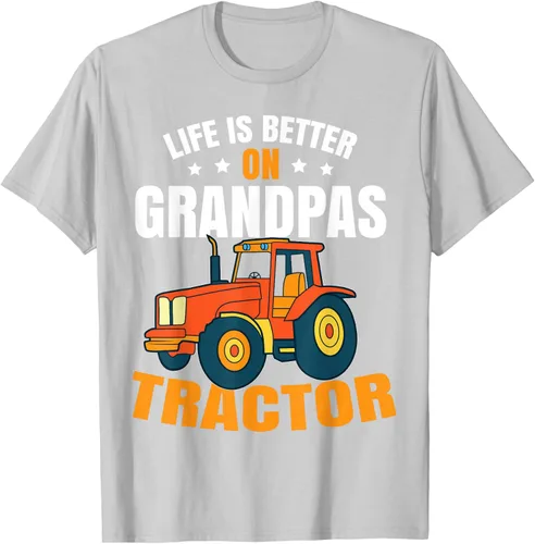 Vista 44 de Life Is Better On Grandpas Tractor Kids Farm Tractor Boy Camiseta, Negro