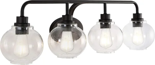 Vista 7 de JONATHAN Y Lámpara de pared LED de bronce aceitado de 6.5 pulgadas para baño, pantalla de vidrio sembrado transparente, accesorio industrial