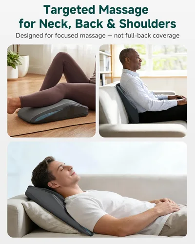 Vista 6 de Snailax Masajeador de espalda para dolor de espalda, tejido profundo, masajeador de espalda Shiatsu con calor, almohada de masaje de silla