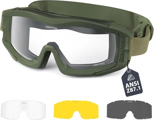 Vista 15 de Airsoft Goggles Anti Fog, Tactical Safety Goggles Z87.1 + Rating Negro