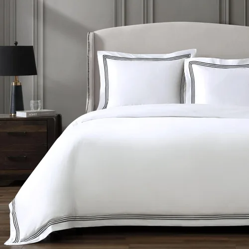 Vista 10 de Pure Parima Triple Luxe Sateen Hotel Collection - Juego de funda de edredón 100% algodón egipcio certificado, bordado Baratta, matrimonial/Queen