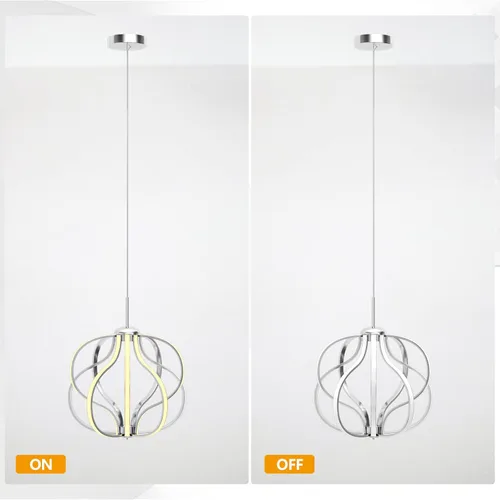 Vista 8 de Tangkula Candelabro LED moderno, lámpara colgante regulable con altura ajustable, lámpara de techo para dormitorio, sala de estar y comedor, LED