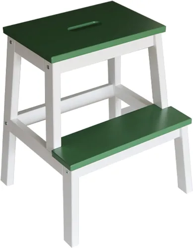 Vista 11 de QQXX Taburete de madera de 2 escalones para adultos, 400 libras, taburete portátil de cocina con mango ranurado, fácil de montar, taburetes de cama