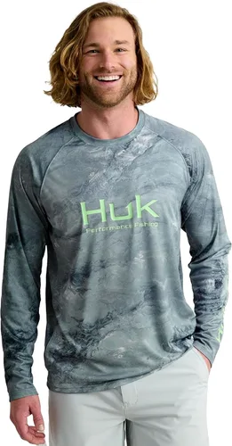 Vista 34 de Huk Pursuit Vented LS para hombre Refracción Fish Fade - San Sal/Wahoo
