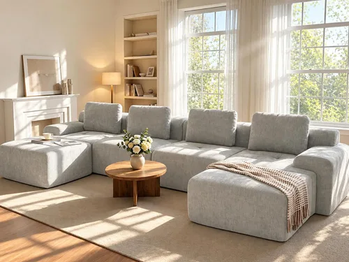 Vista 20 de Sofá de nube de gran tamaño en forma de U de 122 pulgadas, cómodos sofás modulares sin hueso para sala de estar, sofá modular con respaldo alto