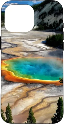 Vista 19 de Funda de vacaciones de verano para iPhone 16 Yellowstone National Park Rainbow geysers