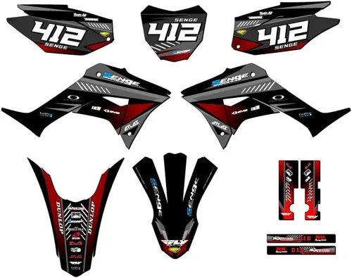 Vista 5 de Kit de base gráfica CRF 250 F Surge Black Senge 2019-2025 compatible con Honda