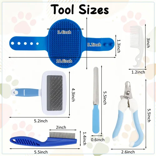 Vista 2 de 6PCS Rabbit Grooming Kit Small Animal Grooming Set Rabbit Brush Nail Care