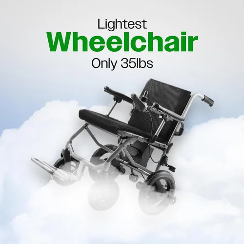 Vista 4 de Culver Mobility Kano - Silla de ruedas eléctrica plegable, tamaño de viaje, sillas de ruedas para adultos, ligera, silla eléctrica plegable