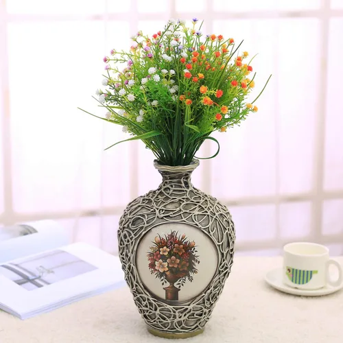 Vista 5 de JAKY-Global Flores artificiales Gypsophila Babysbreath - Ramo de plantas de agua falsas, 6 paquetes de plantas falsas, ramo de brida de boda