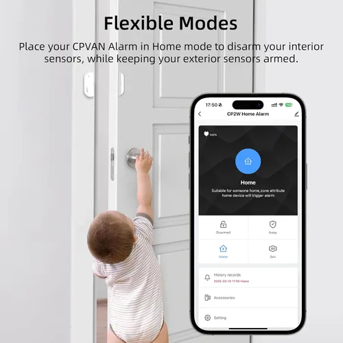 Vista 13 de CPVAN Sistema de alarma para el hogar con sensor de movimiento PIR, WiFi inalámbrico DIY Smart Door/Window Alarm para seguridad del hogar con alerta